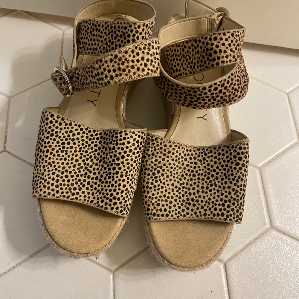 Sole Society Cheetah Print Platform Wedge Sandals - Picture 2 of 6